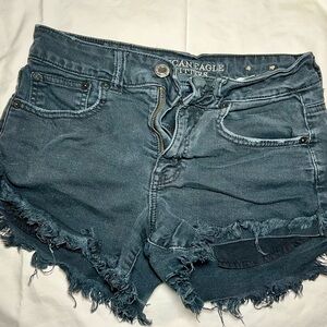 American Eagle Outfitters Dark Blue-Gray High-Waisted Jean Shorts